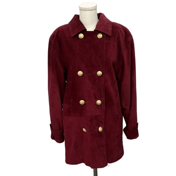 Danier Jackets & Blazers - Vintage NWT Danier Genuine Leather solid print  womens coat size medium ‘Claret’